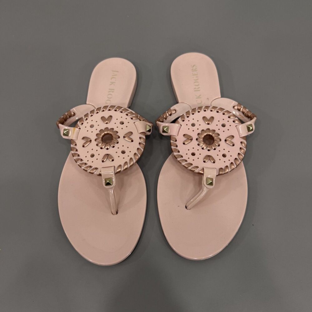 Jack Rogers Women Size 7 Georgica Pink Jelly Thong Slip On Sandals - Picture 3 of 6